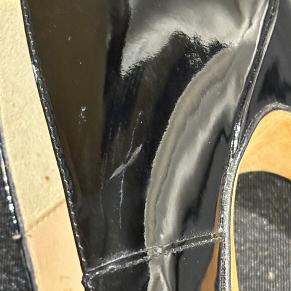 LK Bennett Sledge Black Patent Leather Round Toe Pumps Platform Heels Size 7 - Picture 8 of 10